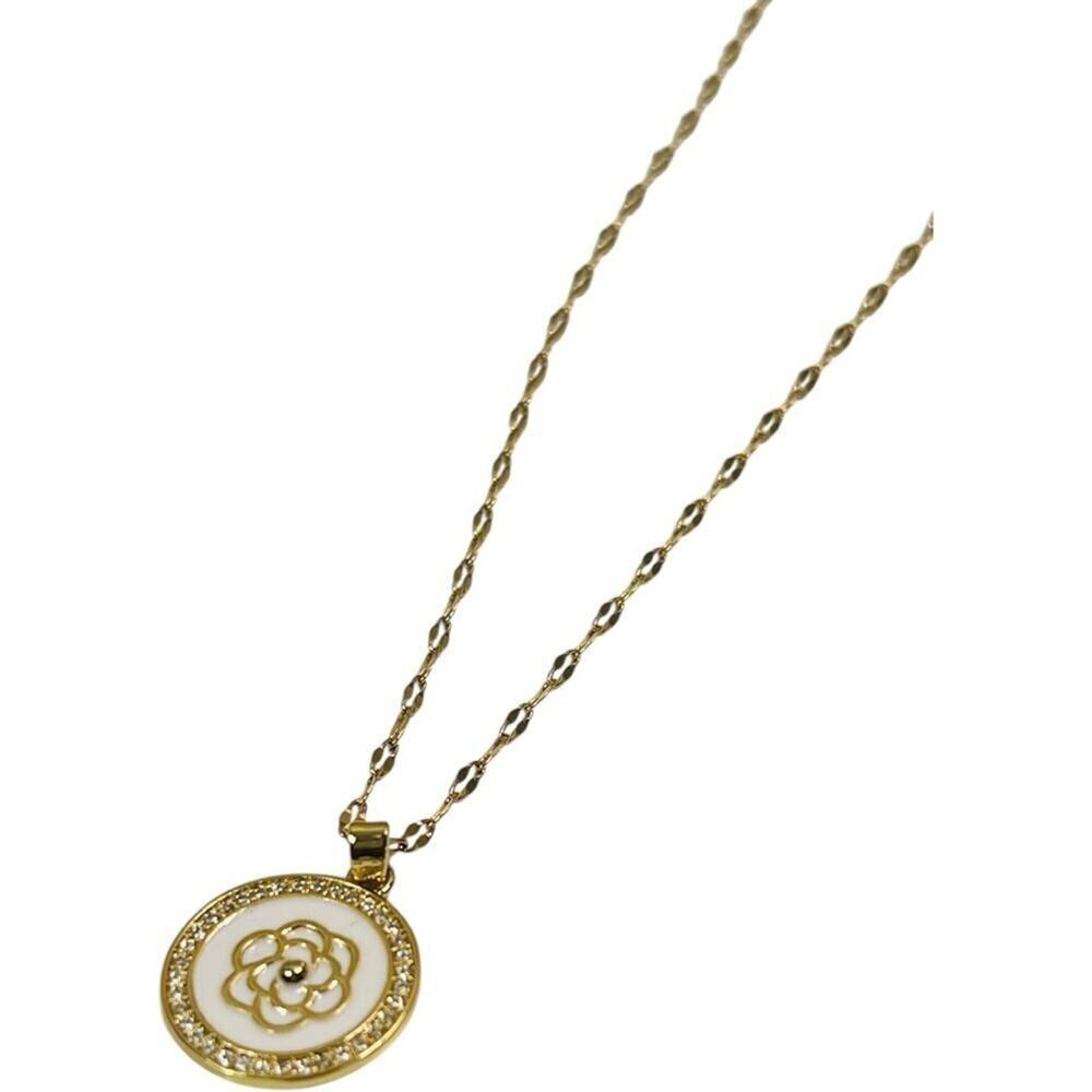 18K Gold Plated Camellia Flower Pendant Necklace - Picture 5 of 7